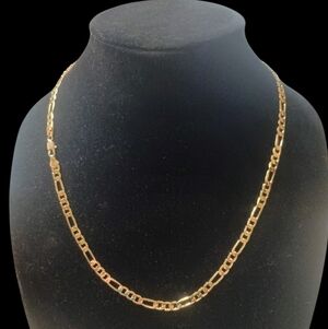 Unisex 18k Italian Gold Filled Layered Figaro Chain 5.5mm 22 Inch
